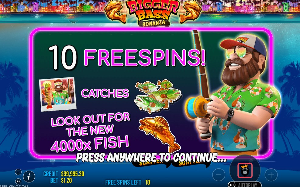 Free spins med Wild-fiskaren på hjulen