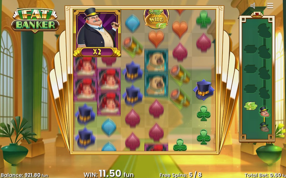 Fat Banker Free Spins med Fat Banker-wilden kvar på rullarna